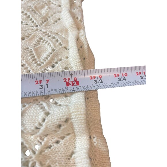 VTG Only Necessities Cream Open Knit Short Sleeve V-neck Beachy Sweater 2x - Picture 8 of 12